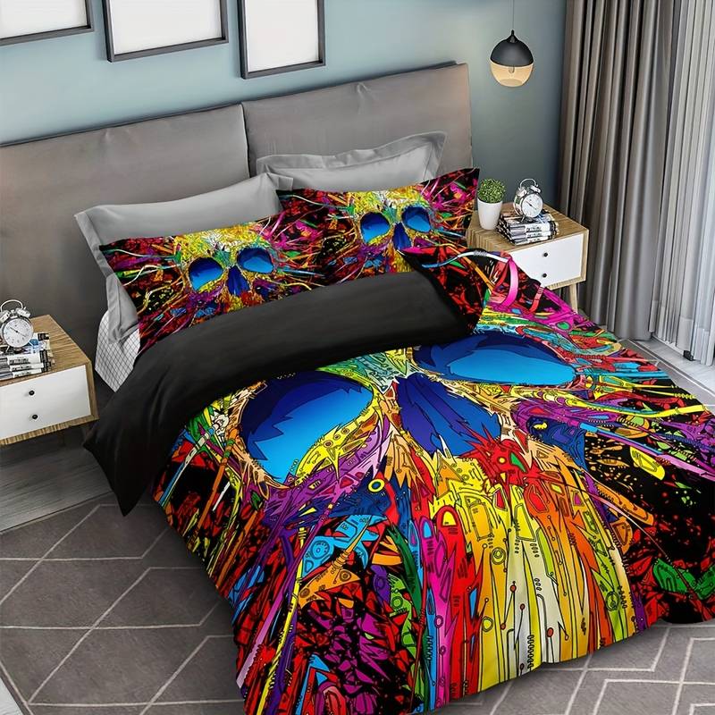 Skull Bedding Set Skull In Doodle Style Duvet Covers