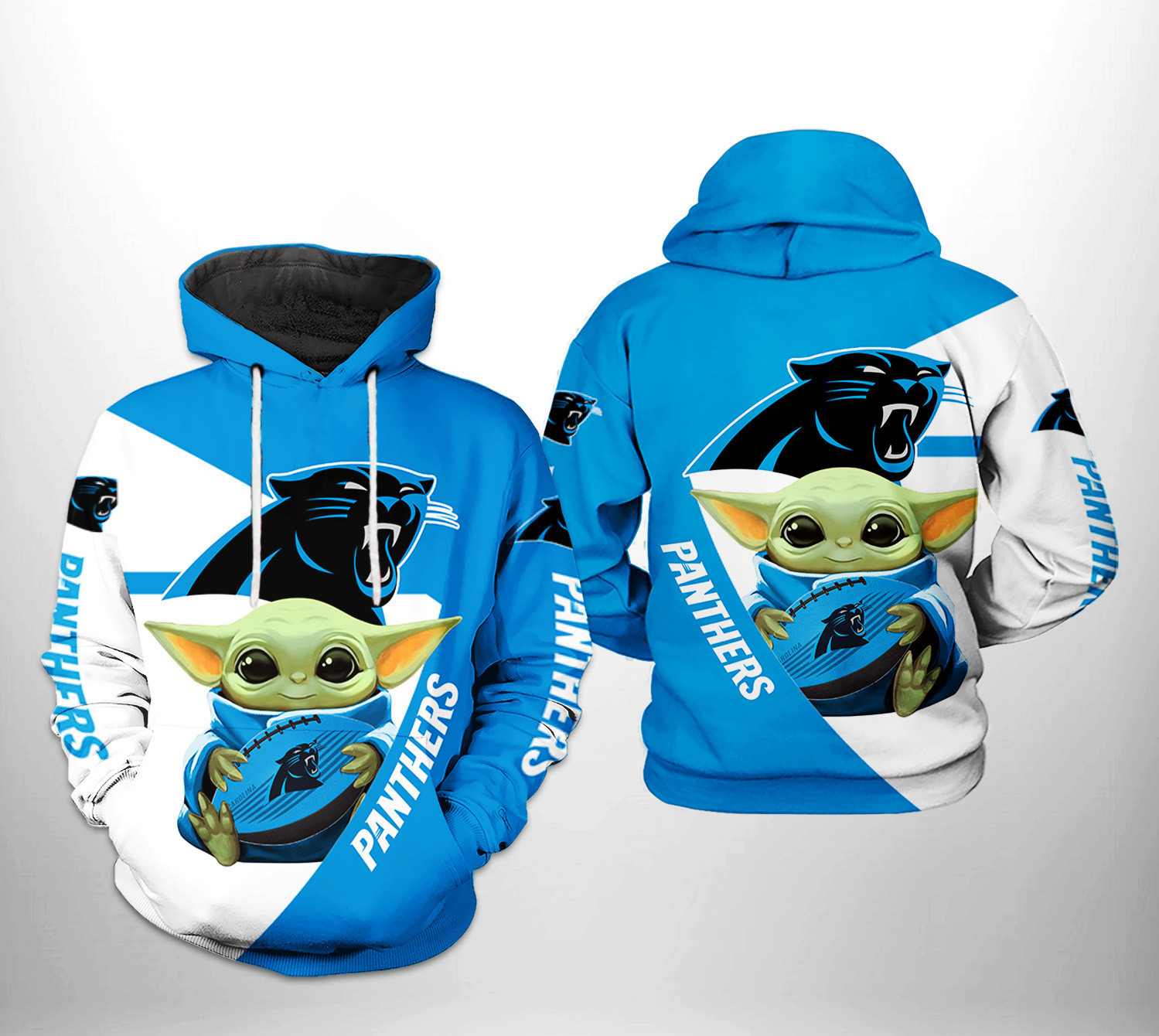 Carolina Panthers Baby Yoda Team 3D All Over Print Hoodie & Zip Hoodie