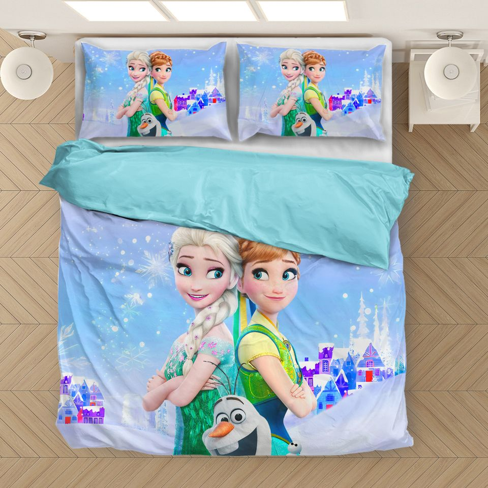 Frozen Bedding Set DN Anna And Elsa With Olaf Graphic Duvet Covers
