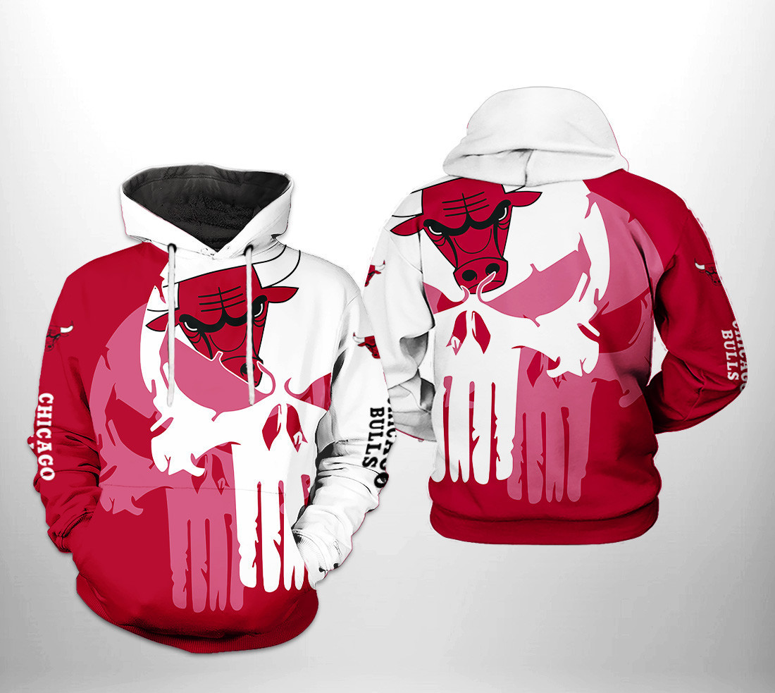 Chicago Bulls Team Skull 3D All Over Print Hoodie & Zip Hoodie