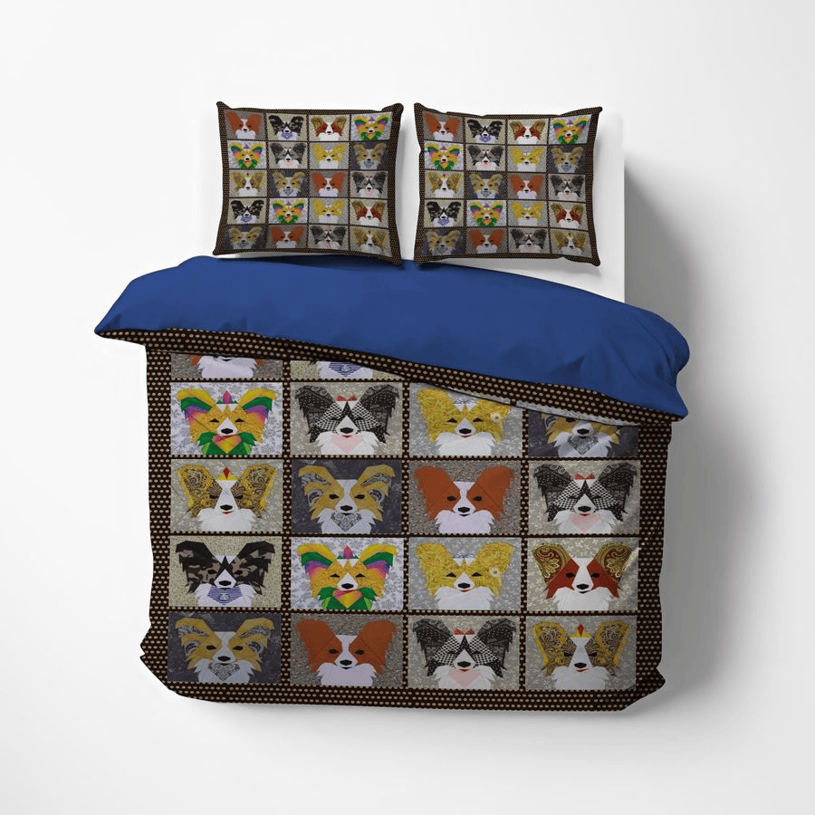 Dog Bedding Set Cute Papillon Dog Pattern Duvet Covers