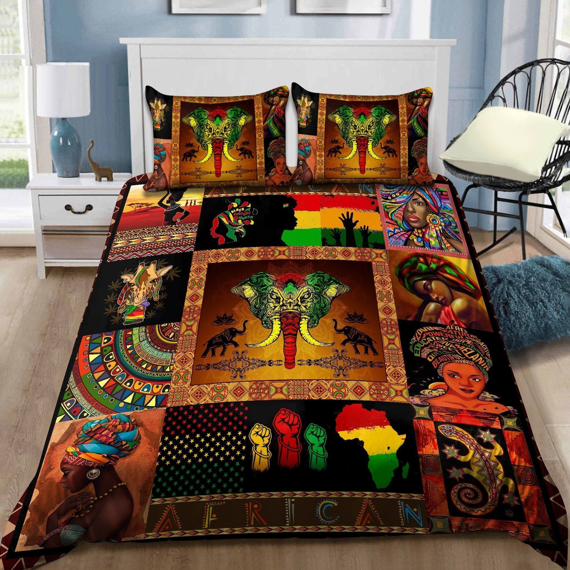 Juneteenth Bedding Set Juneteenth Africa American Women Pattern Duvet Covers