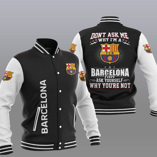 FC Barcelona Black Dont Ask Me Baseball Jacket
