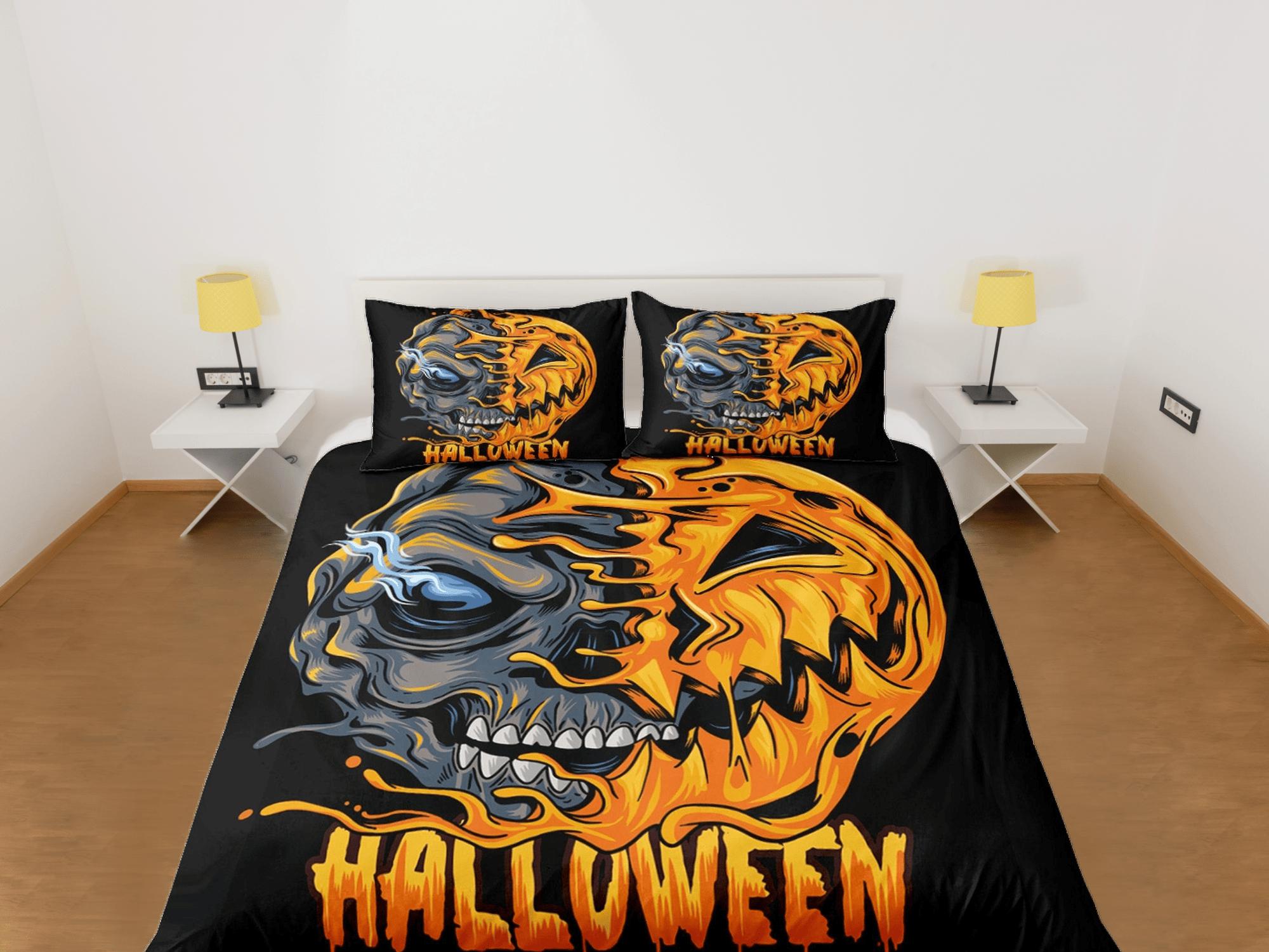 Halloween Bedding Set Spooky Pumpkin Zombie Face Duvet Covers