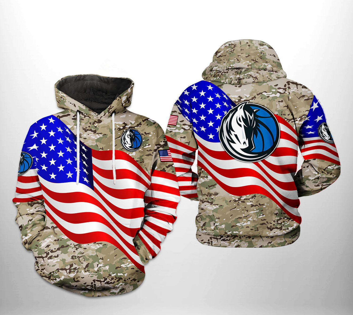 Dallas Mavericks US Flag Camo Veteran Team 3D All Over Print Hoodie & Zip Hoodie