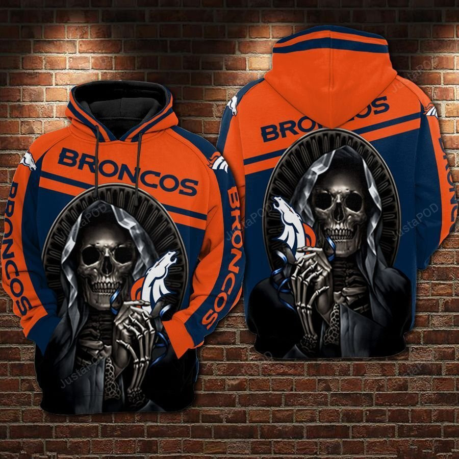 Denver Broncos Football Skull 3D All Over Print Hoodie & Zip Hoodie