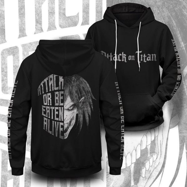 Attack On Titan Attack Or Be Eaten Alive 2k573 Lover Gift ,attack On Titan All Over Print 3d Hoodie 919