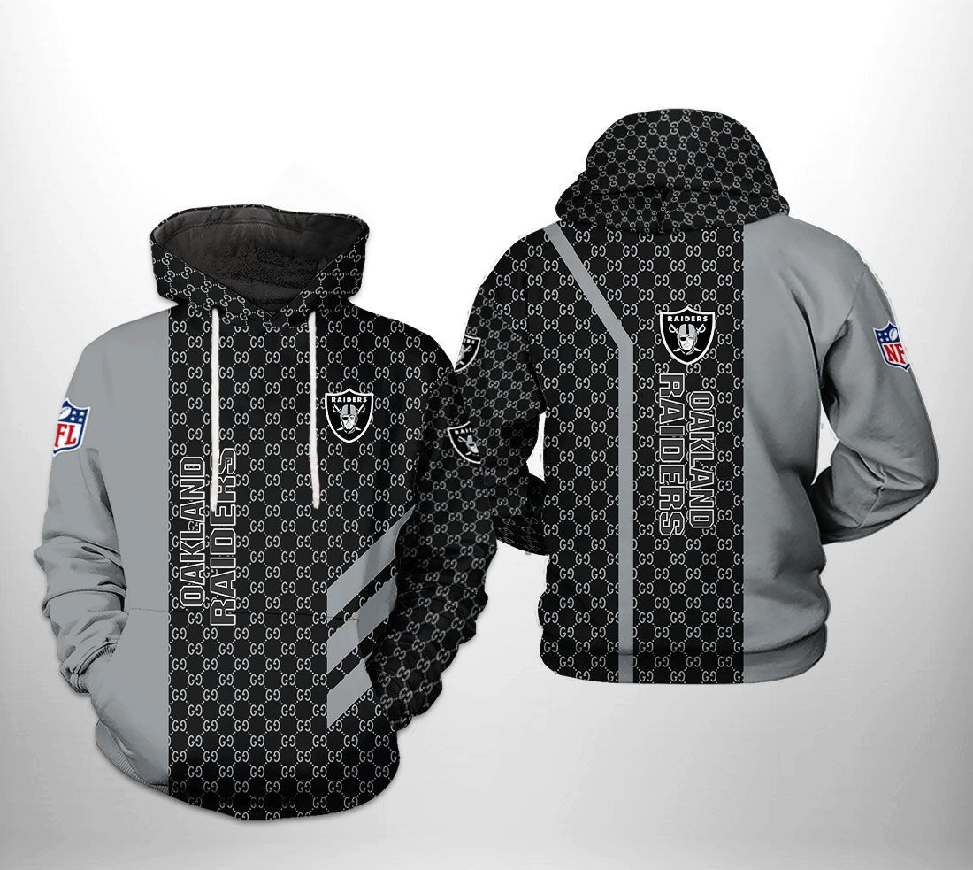 Oakland Raiders Team Pattern Mix 3D All Over Print Hoodie & Zip Hoodie