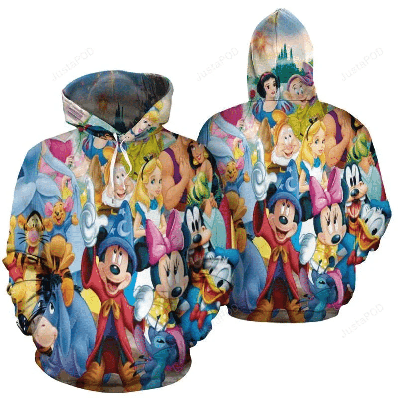 Mickey Fantasia Land 3d4 All Over Print Hoodie, Zip-up Hoodie