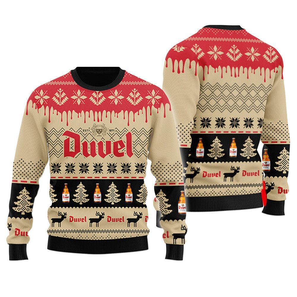 Chevron Pattern Duvel Beer Ugly Christmas Sweater