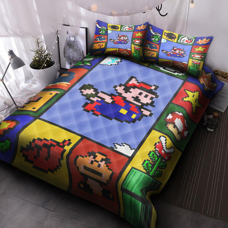 Mario Bedding Set Mario 8bit Game Items Pattern Duvet Covers