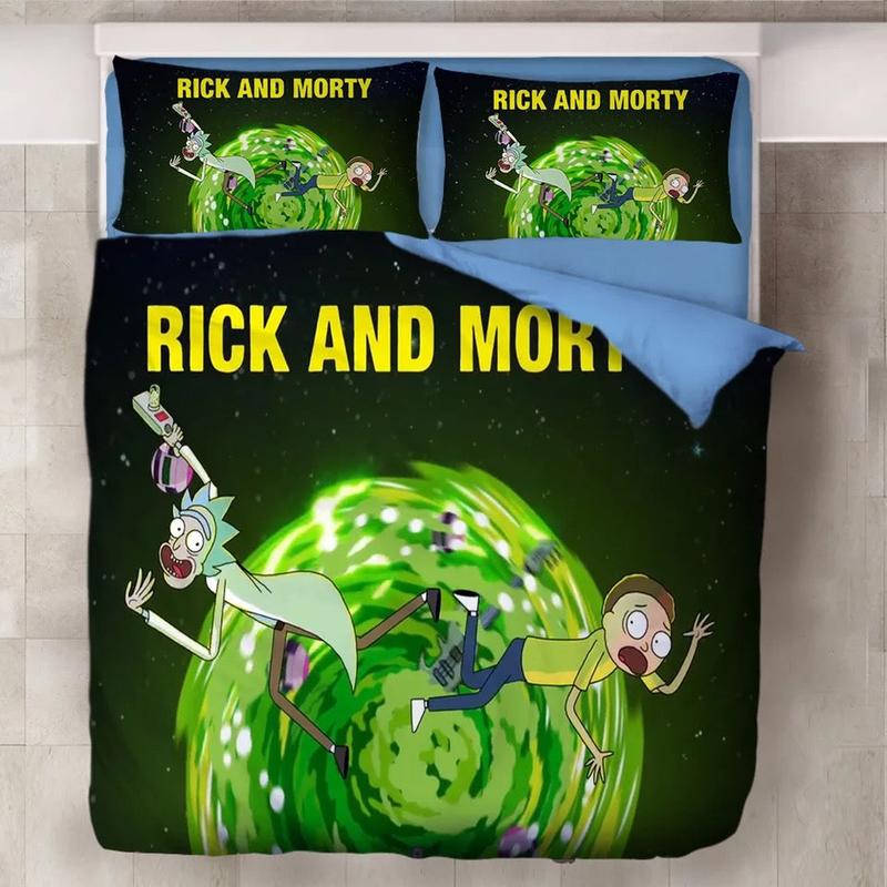 Rick And Morty Bedding Set Rick And Morty Out Of The Portal Duvet Covers Black