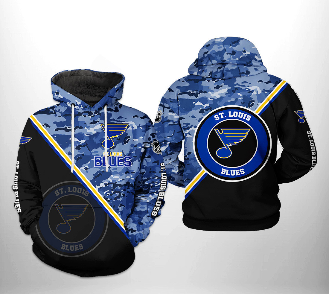 St. Louis Blues Camo Team 3D All Over Print Hoodie & Zip Hoodie