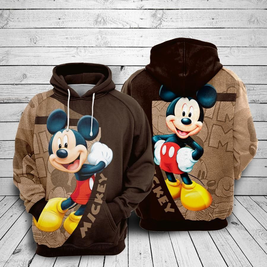 Mickey Mouse Movies Brown Over Print 3d Hoodie Zip Hoodie 659