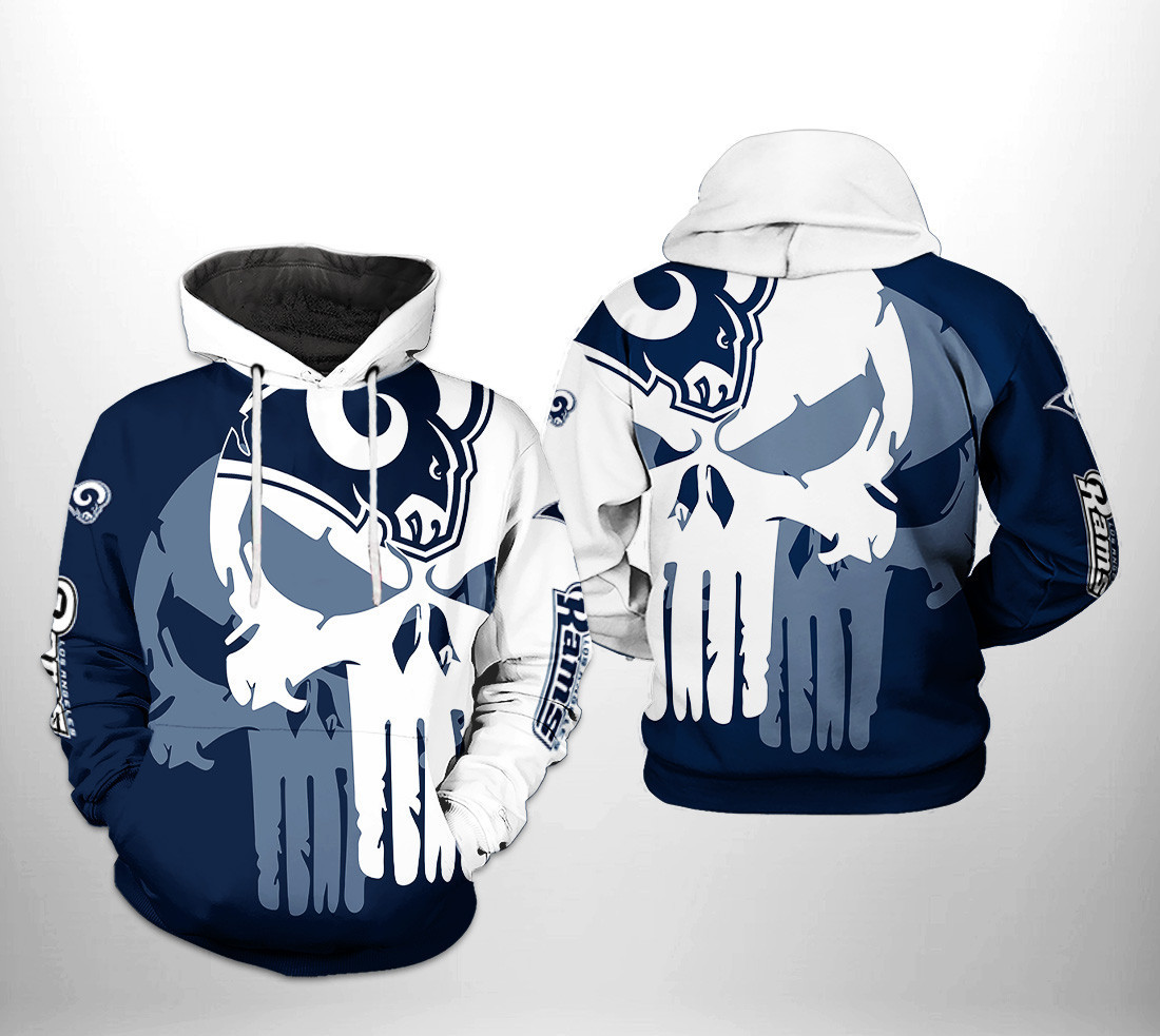 Los Angeles Rams Team Skull 3D All Over Print Hoodie & Zip Hoodie