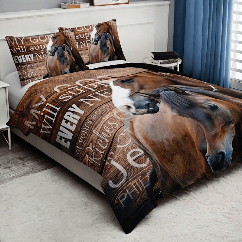 Horse Bedding Set My God Will Supply All Your Needs Duvet Covers