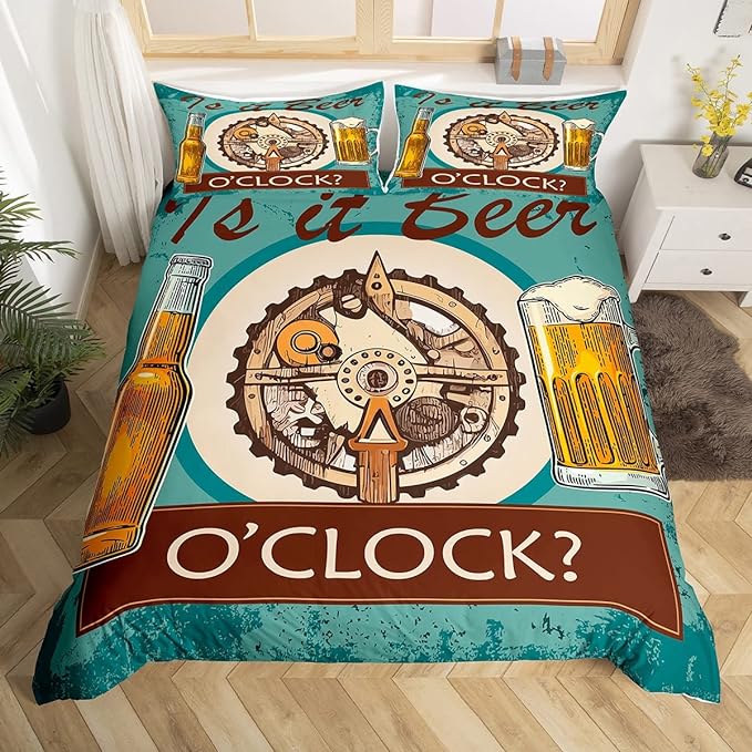 Beer Bedding Set Is It Beer O Clock Bottle And Mug Duvet Covers