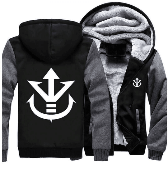 Dragon Ball Vegeta Saiyan Royal Crest Gray Black Fan Gift, Dragon Ball Fleece Jacket 8