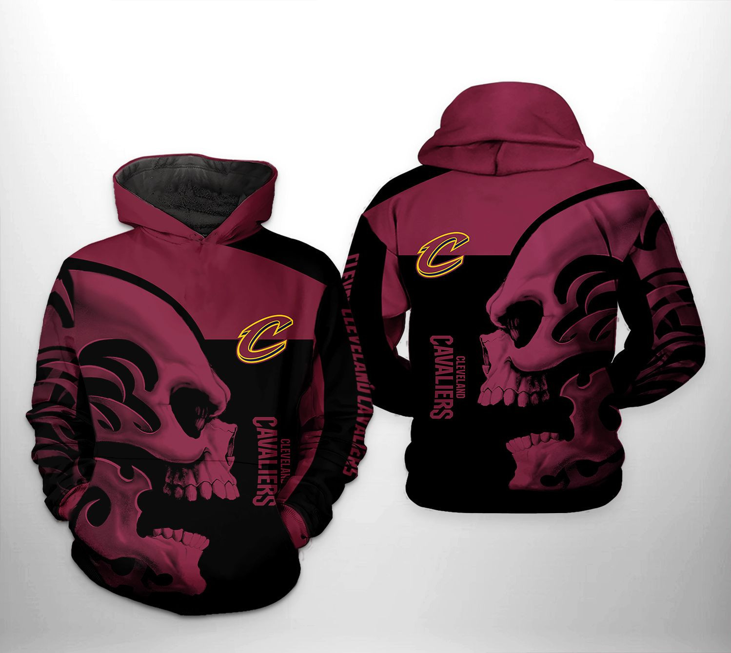Cleveland Cavaliers Skull Team 3D All Over Print Hoodie & Zip Hoodie