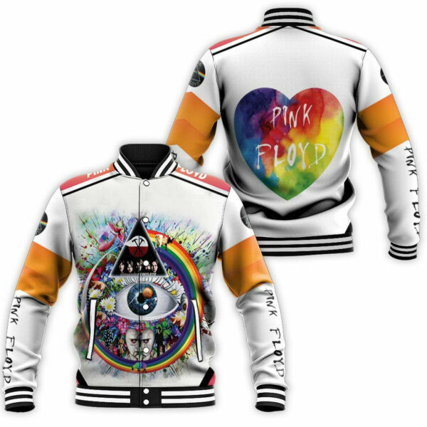 Pink Floyd Rainbow Triangle Glass Eye Music Band 6k652 Gift For Fan Baseball Jacket 173