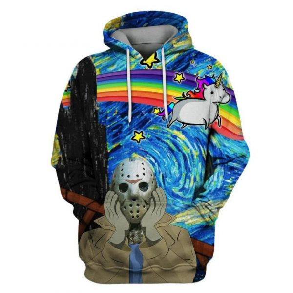 Friday 13th Jason Voorhees Cute Unicorn Rainbow 3D All Over Print Hoodie & Zip Hoodie