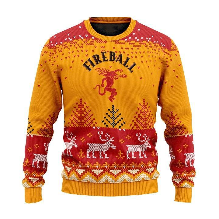 Personalized Fireball Reindeer Ugly Christmas Sweater