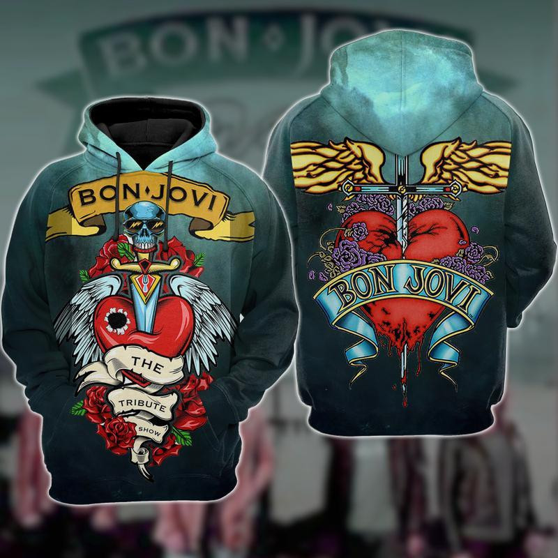 Bon Jovi Hard Rock Band Fan Gift, Bon Jovi The Tribute Show Logo All Over Print Hoodie