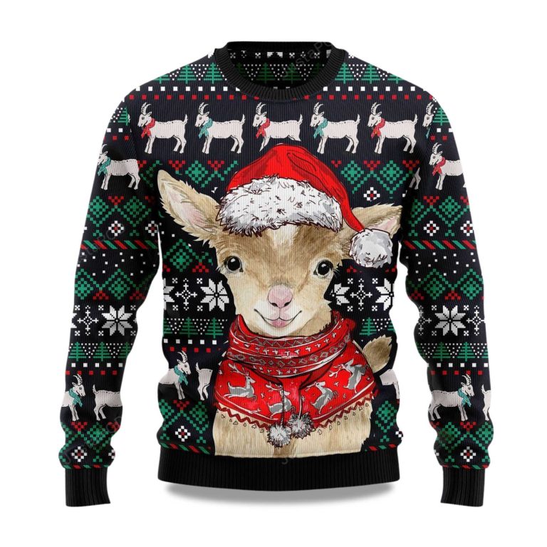 Cute Goat Santa Ugly Christmas Sweater