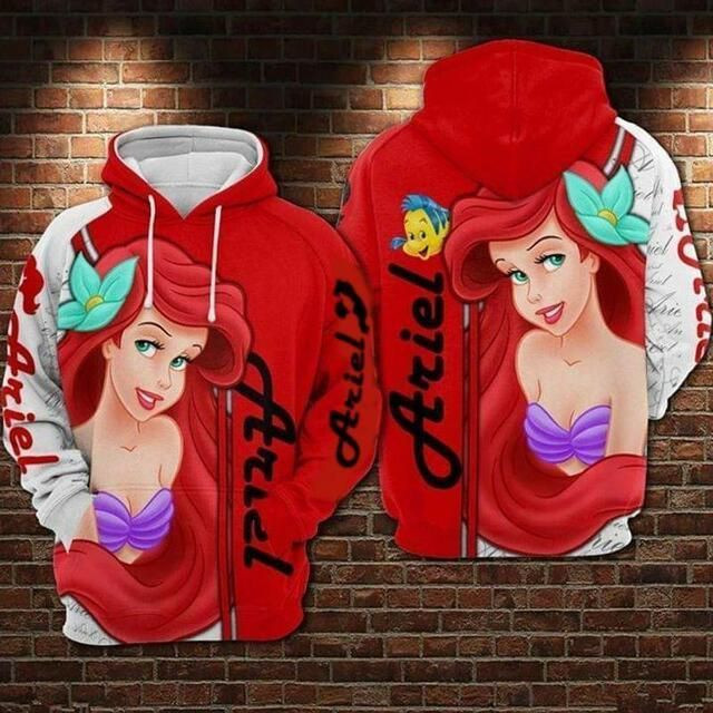 Ariel Little Mermaid Cartoon 3d Hoodie Zip Hoodie 23
