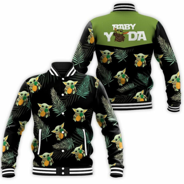 Baby Yoda Hug Pineapple Hawaiian 6k718 Gift For Fan Baseball Jacket 217