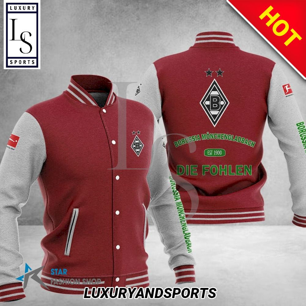 Borussia M?nchengladbach Maroon White Baseball Jacket