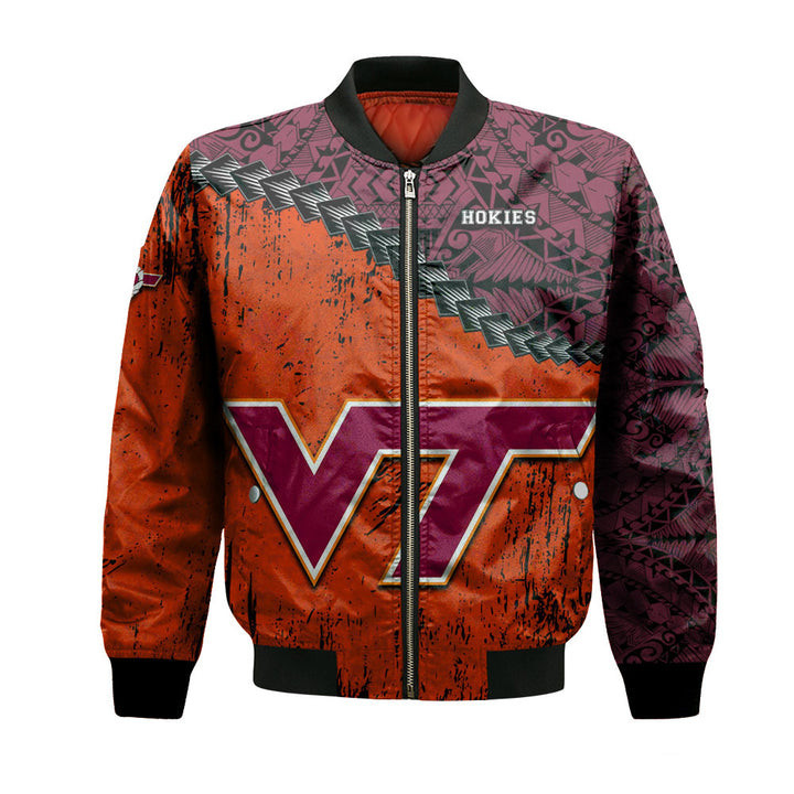 Virginia Tech Hokies Orange Maroon Bomber Jacket V2