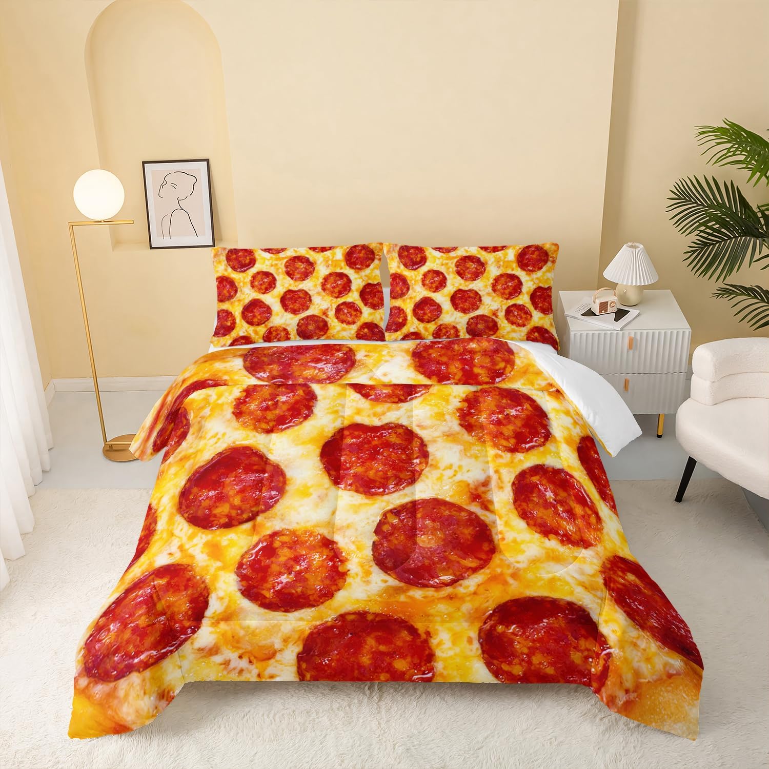 Funny Bedding Set Funny Yummy Pizza Pepperoni Graphic Duvet Covers