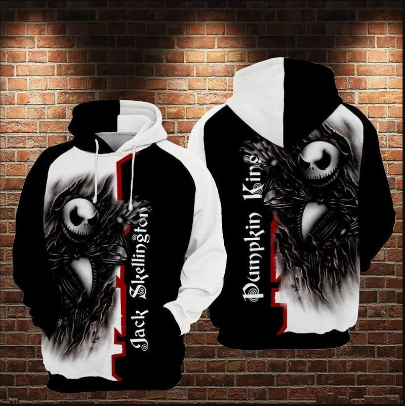 Jack Skellington Black & White Over Print 3d Hoodie Zip Hoodie 3