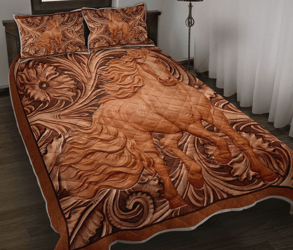 Horse Bedding Set Horse Leather Carving Wood Duvet Covers