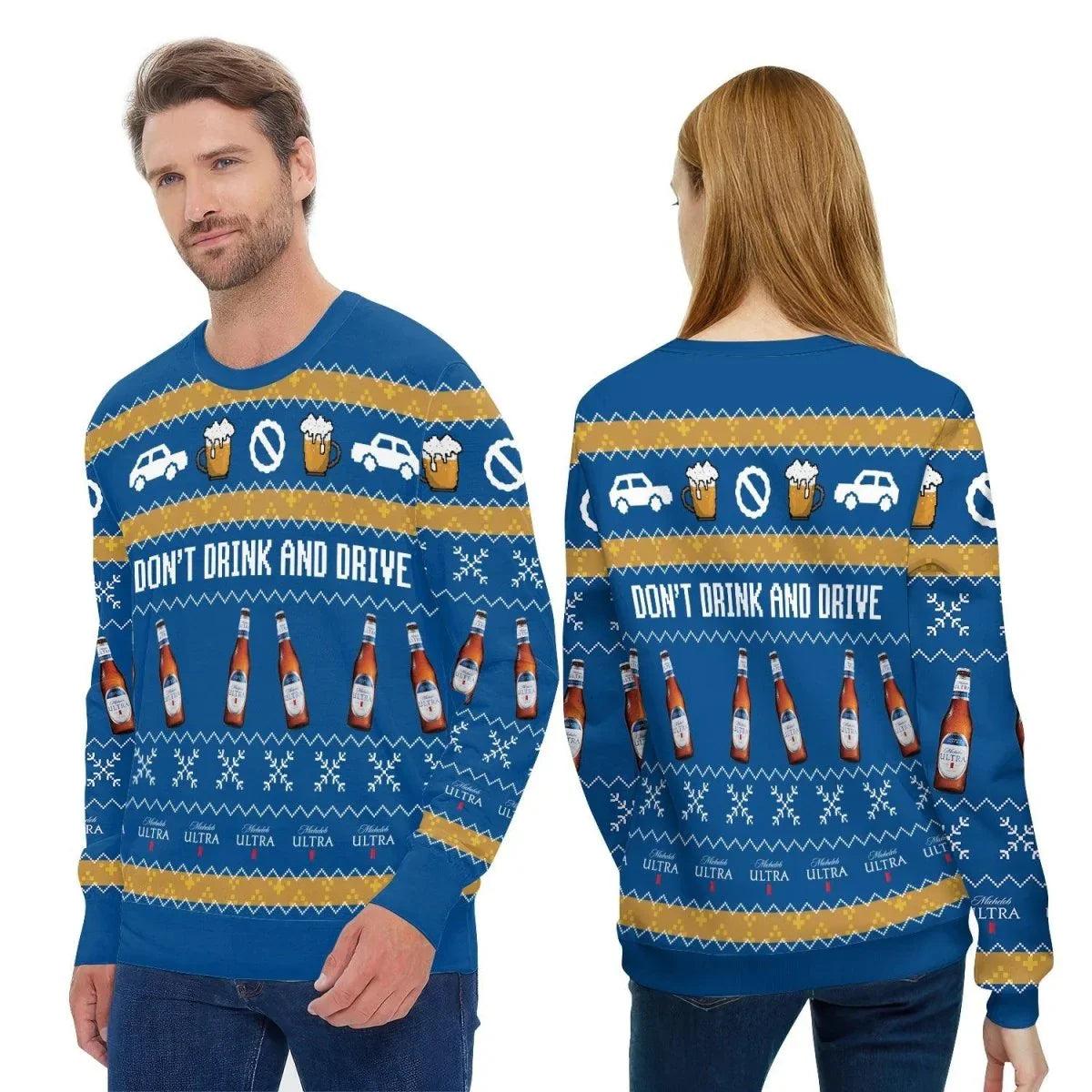 Michelob Ultra Don't Drink And Drive Ugly Christmas Sweater