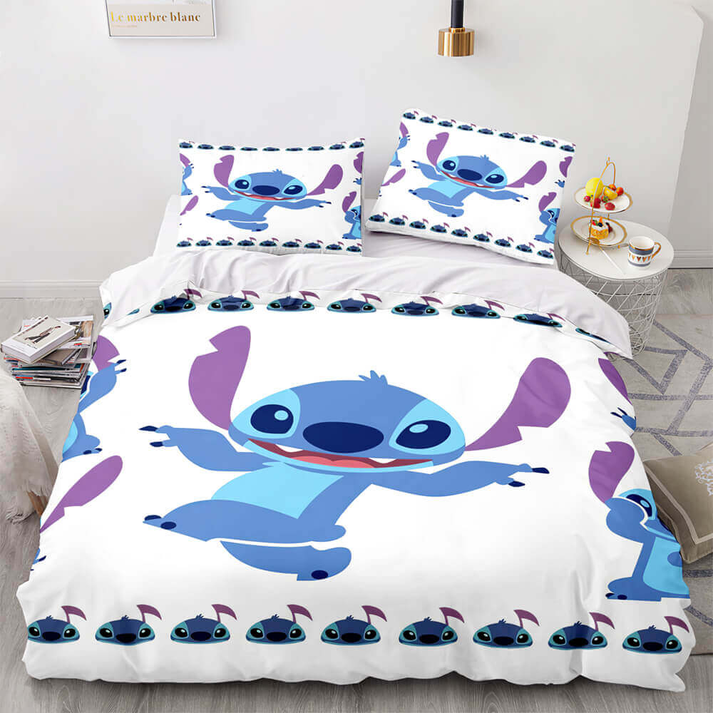 Stitch Bedding Set DN Stitch Dancing Pattern Duvet Covers White