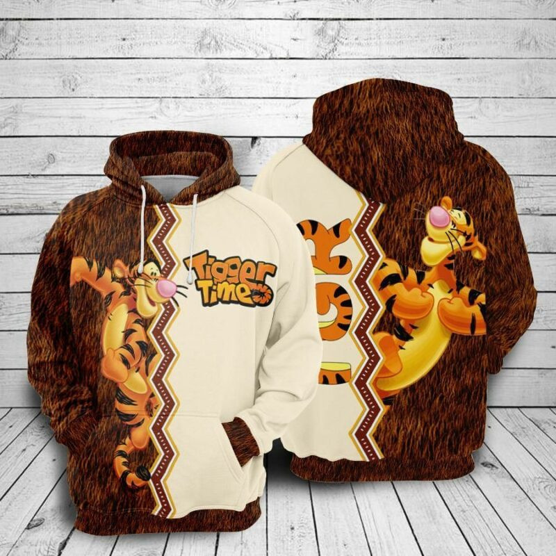 Tigger Times Cartoon Winnie The Pooh Movies Over Print 3d Hoodie Zip Hoodie