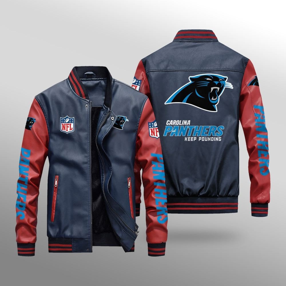 Carolina Panthers Leather Bomber Jacket BG37