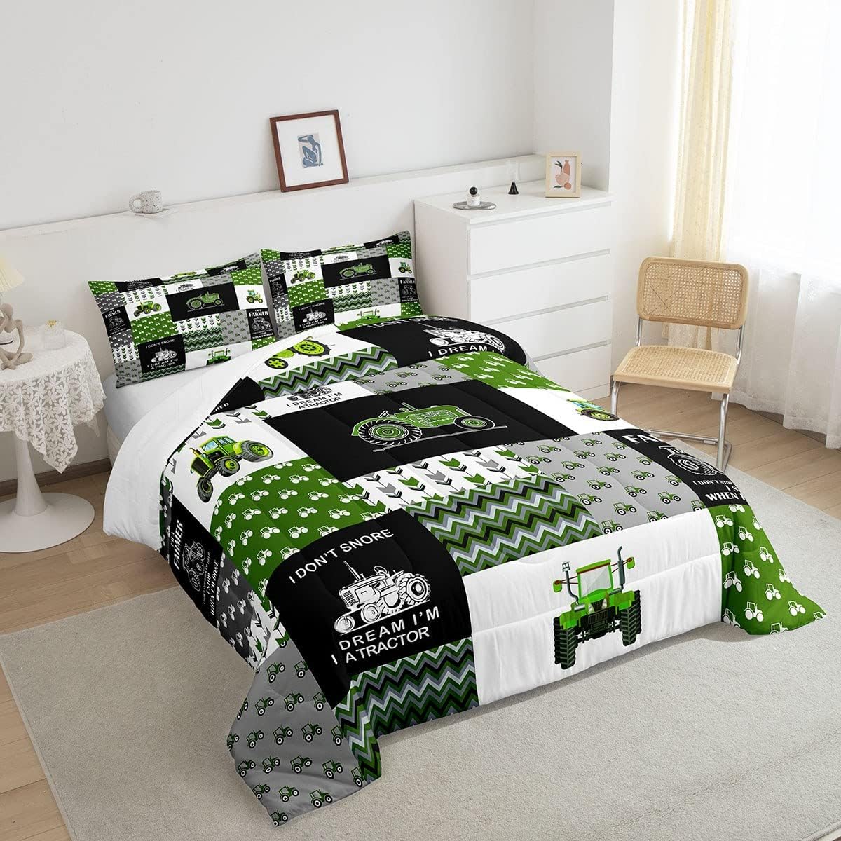 Farmer Bedding Set I Dream I'm A Tractor Duvet Covers Green