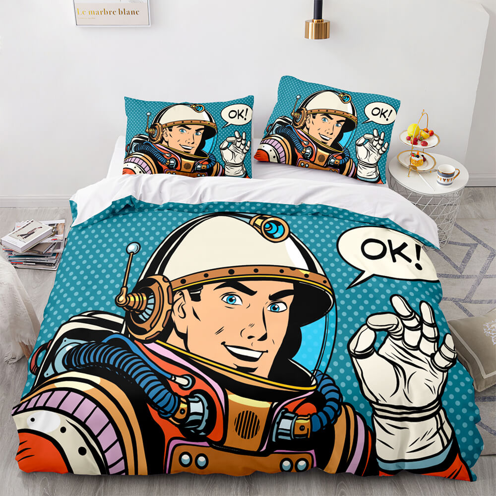 Astronaut Bedding Set Space Astronaut Ok Vintage Style Duvet Covers