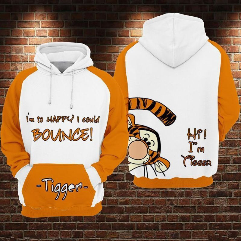 Hi I'm Tigger I'm So Happy I Could Bounce Winnie The Pooh Over Print 3d Hoodie Zip Hoodie