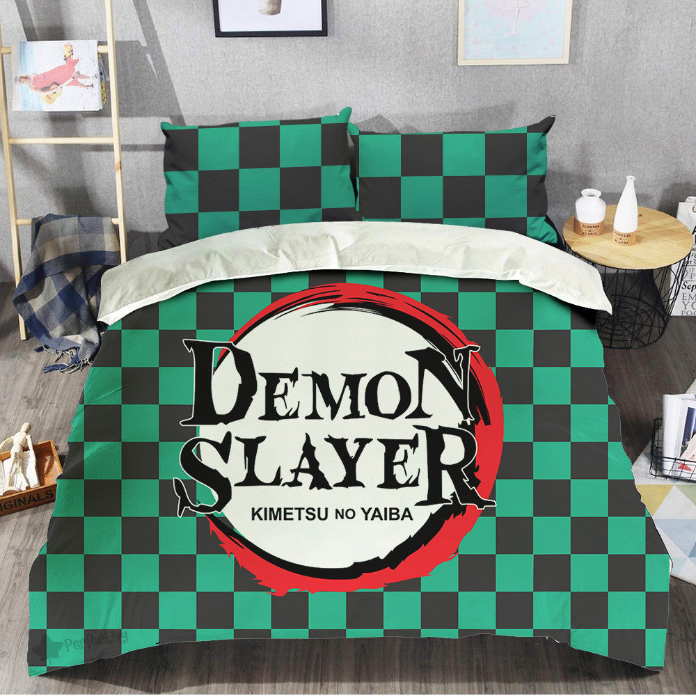 Demon Slayer Bedding Set Demon Slayer Tanjiro Kamado Clothes Color Duvet Covers Green