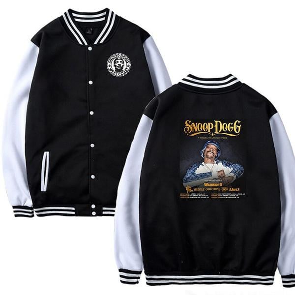 Fashion Snoop Dogg Print Baseball Jacket Long Sleeve