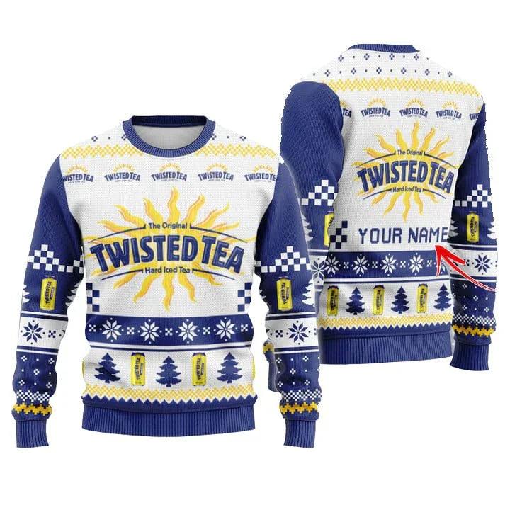Personalized Twisted Tea Christmas Star Ugly Christmas Sweater