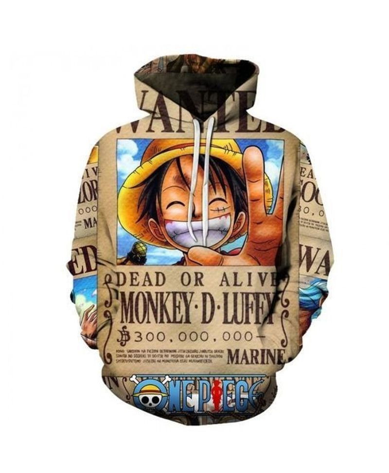 White Teeth Monkey D. Luffy Anime One Piece Over Print 3d Hoodie Zip Hoodie
