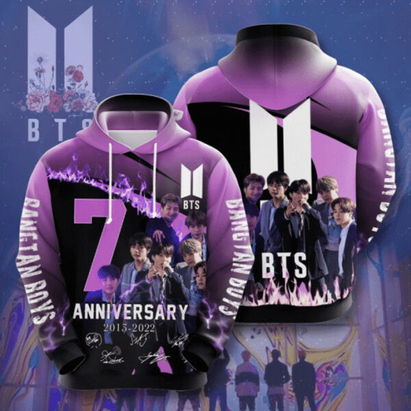 Bts Kpop Band Anniversary 2013 2022 Fan Gift, Bts Kpop Band Aop Hoodie 1736
