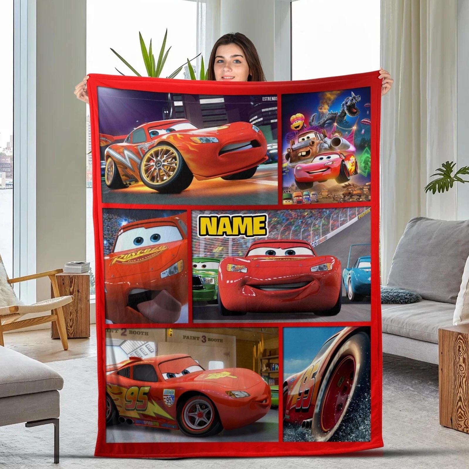 Personalized Cars Movies Blanket Lightning Mcqueen Fleece Sherpa Blanket