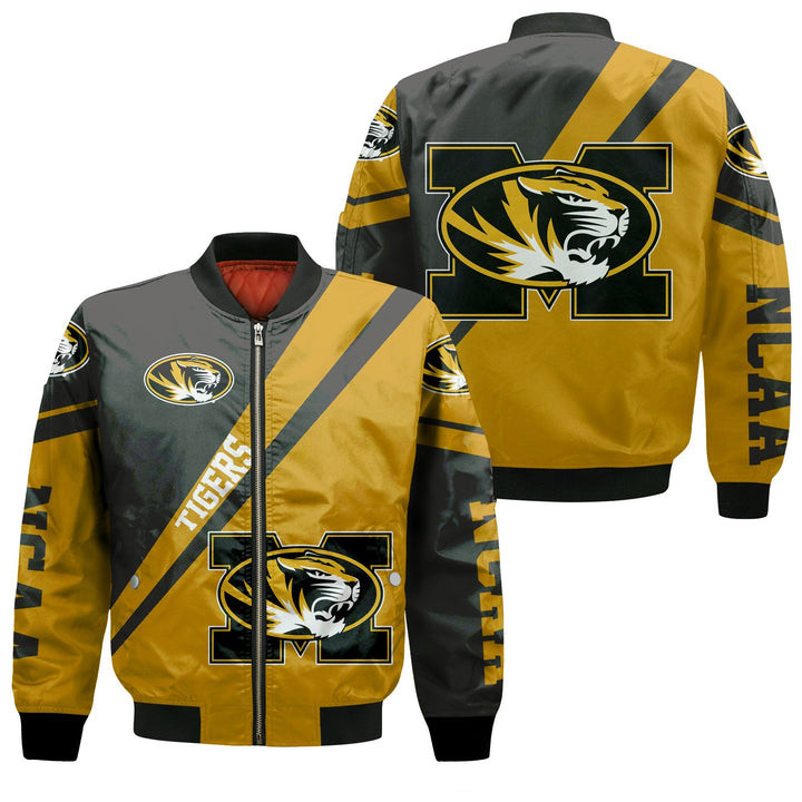 Missouri Tigers Gold Black Polynesian Bomber Jacket V4