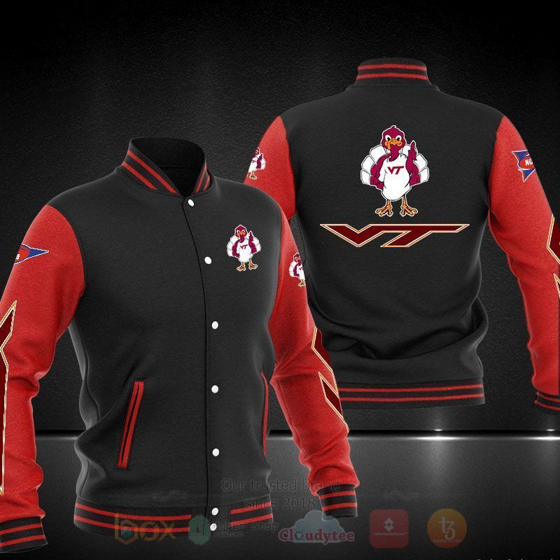 Virginia Tech Hokies Black Red Baseball Jacket